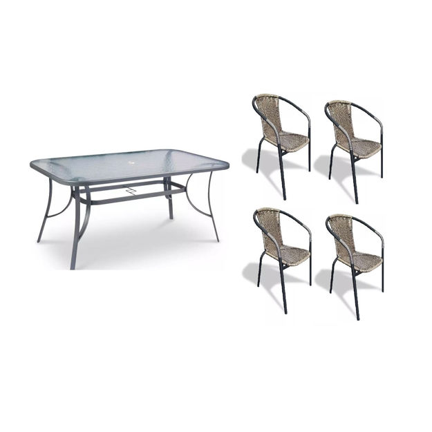 Imagen de Juego De Mesa Vidrio + Sillas - Set Combo - Rattan